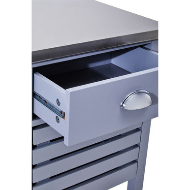 Grey Kitchen Trolley with Stainless Steel Top