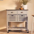 Grey Kitchen Trolley with Stainless Steel Top