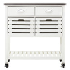 Cream Kitchen Trolley with Drawers and Rack