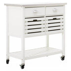 Cream Kitchen Trolley with Drawers and Rack