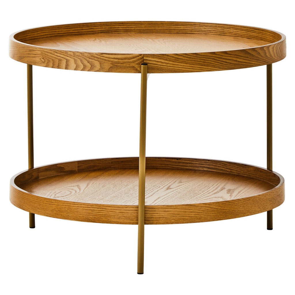 Natural Wood Veneer 2 Tier Side Table