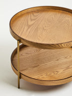 Natural Wood Veneer 2 Tier Side Table
