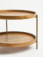 Natural Wood Veneer 2 Tier Side Table