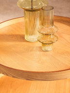 Natural Wood Veneer 2 Tier Side Table
