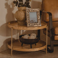 Natural Wood Veneer 2 Tier Side Table
