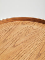 White and Natural Pine Wood and Veneer Storage Side Table