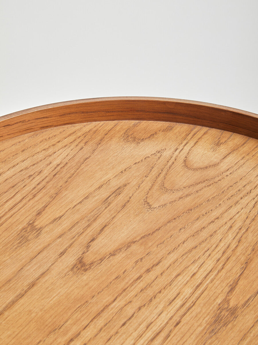 White and Natural Pine Wood and Veneer Storage Side Table