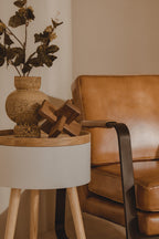 White and Natural Pine Wood and Veneer Storage Side Table