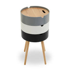 White and Grey Pine Wood and Veneer 3 Tier Storage Side Table