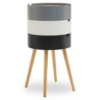 White and Grey Pine Wood and Veneer 3 Tier Storage Side Table