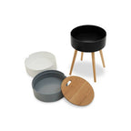 White and Grey Pine Wood and Veneer 3 Tier Storage Side Table