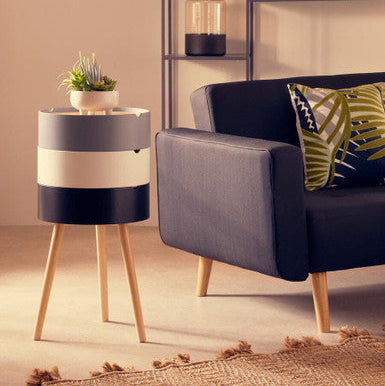 White and Grey Pine Wood and Veneer 3 Tier Storage Side Table