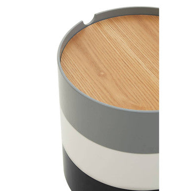 White and Grey Pine Wood and Veneer 3 Tier Storage Side Table
