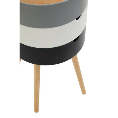 White and Grey Pine Wood and Veneer 3 Tier Storage Side Table