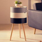White and Grey Pine Wood and Veneer 3 Tier Storage Side Table