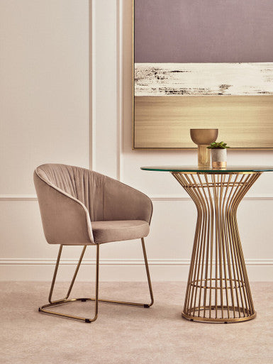 Mink Velvet Curved Dining Chair