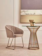 Mink Velvet Curved Dining Chair