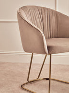 Mink Velvet Curved Dining Chair