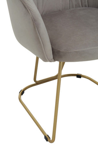 Mink Velvet Curved Dining Chair