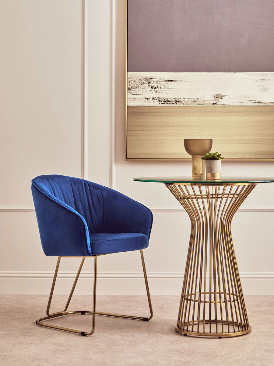 Midnight Velvet Curved Dining Chair