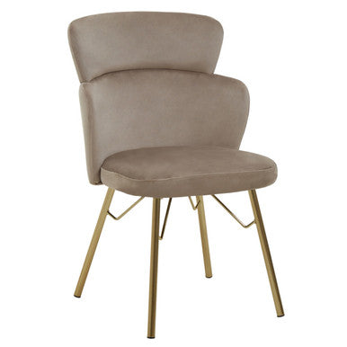 Mink Velvet Chair with Gleaming Base