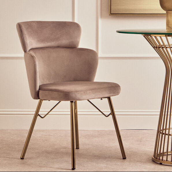 Mink Velvet Chair with Gleaming Base