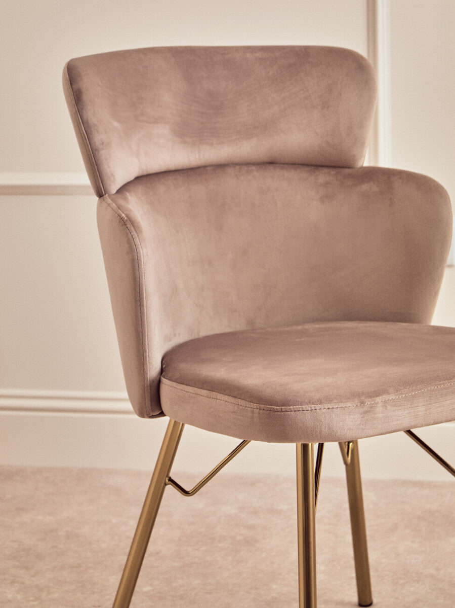 Mink Velvet Chair with Gleaming Base