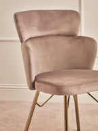 Mink Velvet Chair with Gleaming Base