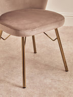 Mink Velvet Chair with Gleaming Base