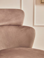 Mink Velvet Chair with Gleaming Base