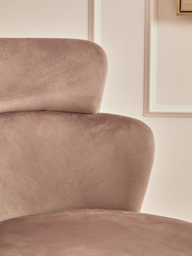 Mink Velvet Chair with Gleaming Base