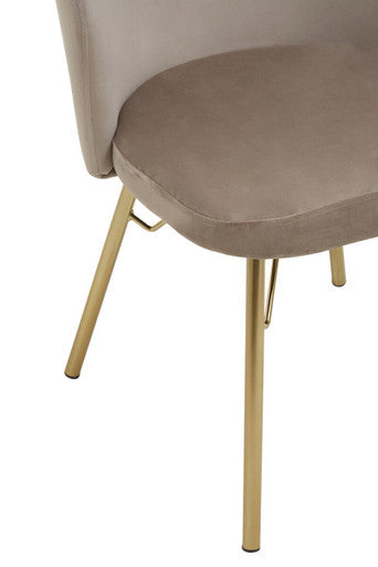 Mink Velvet Chair with Gleaming Base