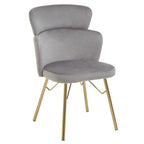 Grey Velvet Chair with Metal Base