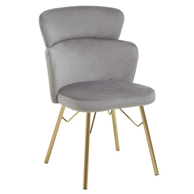 Grey Velvet Chair with Metal Base