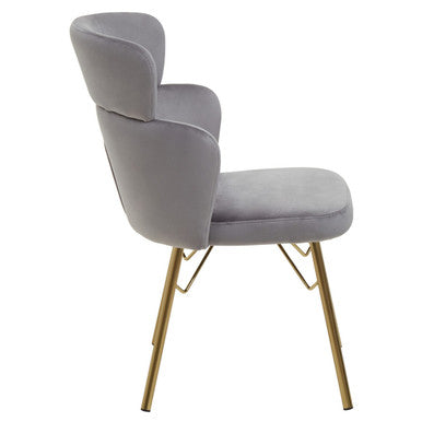 Grey Velvet Chair with Metal Base