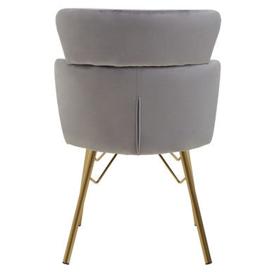 Grey Velvet Chair with Metal Base