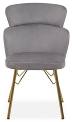 Grey Velvet Chair with Metal Base