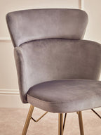 Grey Velvet Chair with Metal Base