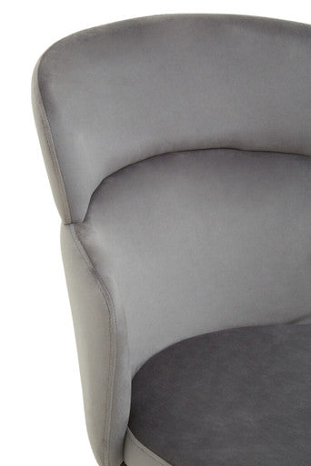 Grey Velvet Chair with Metal Base