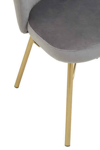 Grey Velvet Chair with Metal Base