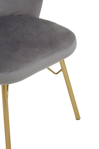 Grey Velvet Chair with Metal Base