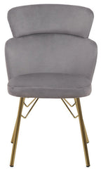 Grey Velvet Chair with Metal Base