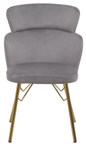Grey Velvet Chair with Metal Base