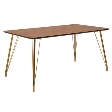 Natural Wood Effect Dining Table with Gold Finish Legs