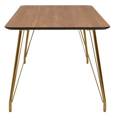 Natural Wood Effect Dining Table with Gold Finish Legs