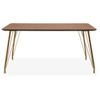 Natural Wood Effect Dining Table with Gold Finish Legs