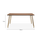 Natural Wood Effect Dining Table with Gold Finish Legs