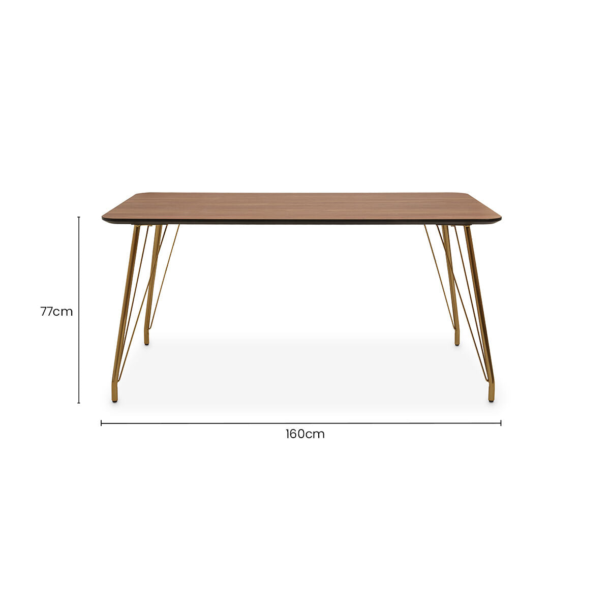 Natural Wood Effect Dining Table with Gold Finish Legs