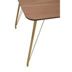 Natural Wood Effect Dining Table with Gold Finish Legs