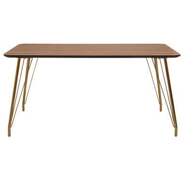Natural Wood Effect Dining Table with Gold Finish Legs